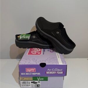 Skechers Black Textile Slip-Ons